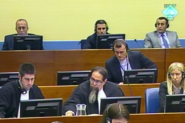 Ramush Haradinaj, Idriz Balaj and Lahi Brahimaj in the courtroom