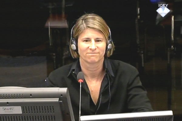 Erin Gallagher, witness at the Ratko Mladic trial Erin Gallagher, witness at the Ratko Mladic trial
