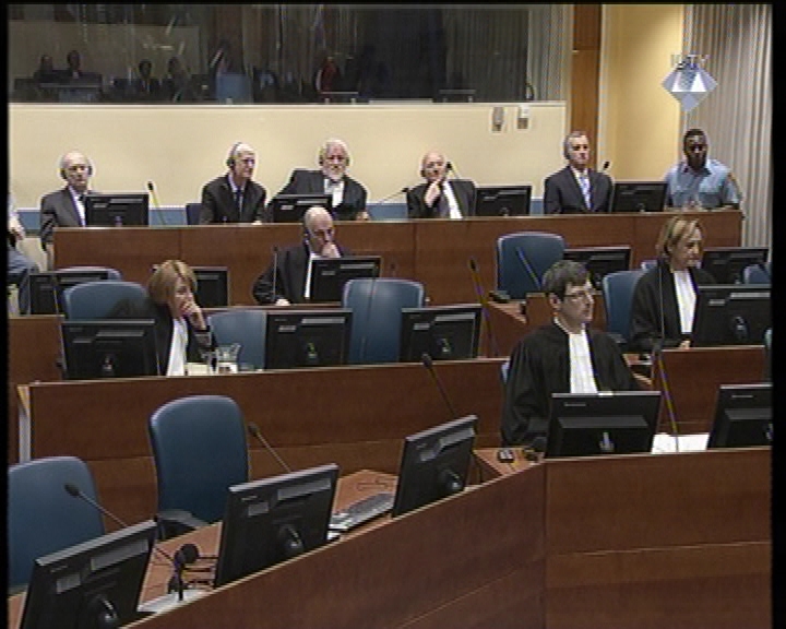 Jadranko Prlic, Bruno Stojic, Slobodan Praljak, Milivoj Petkovic i Valentin Coric in the ICTY courtroom