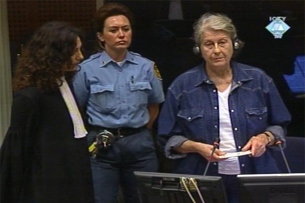 Biljana Plavsic testifying in the Krajisnik trial